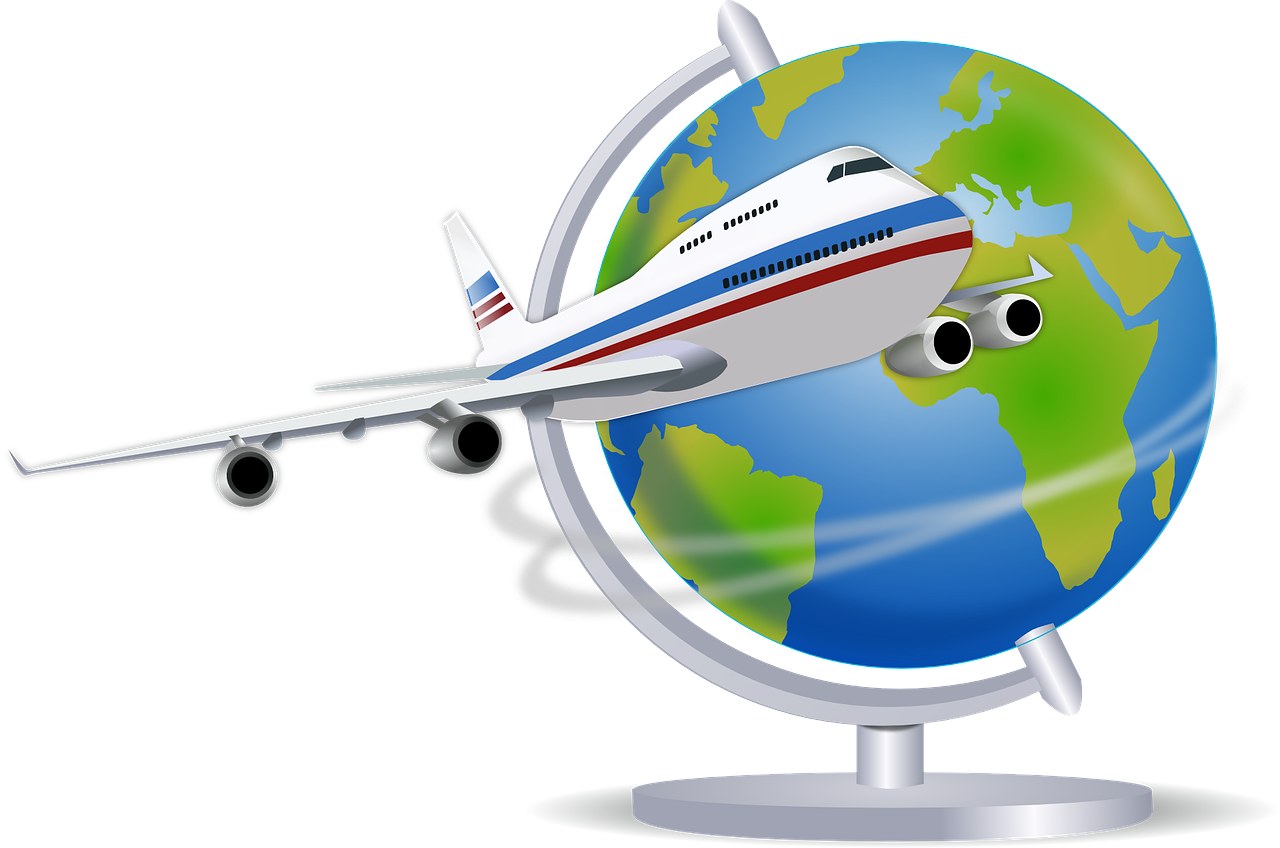 image of plane circling the globe